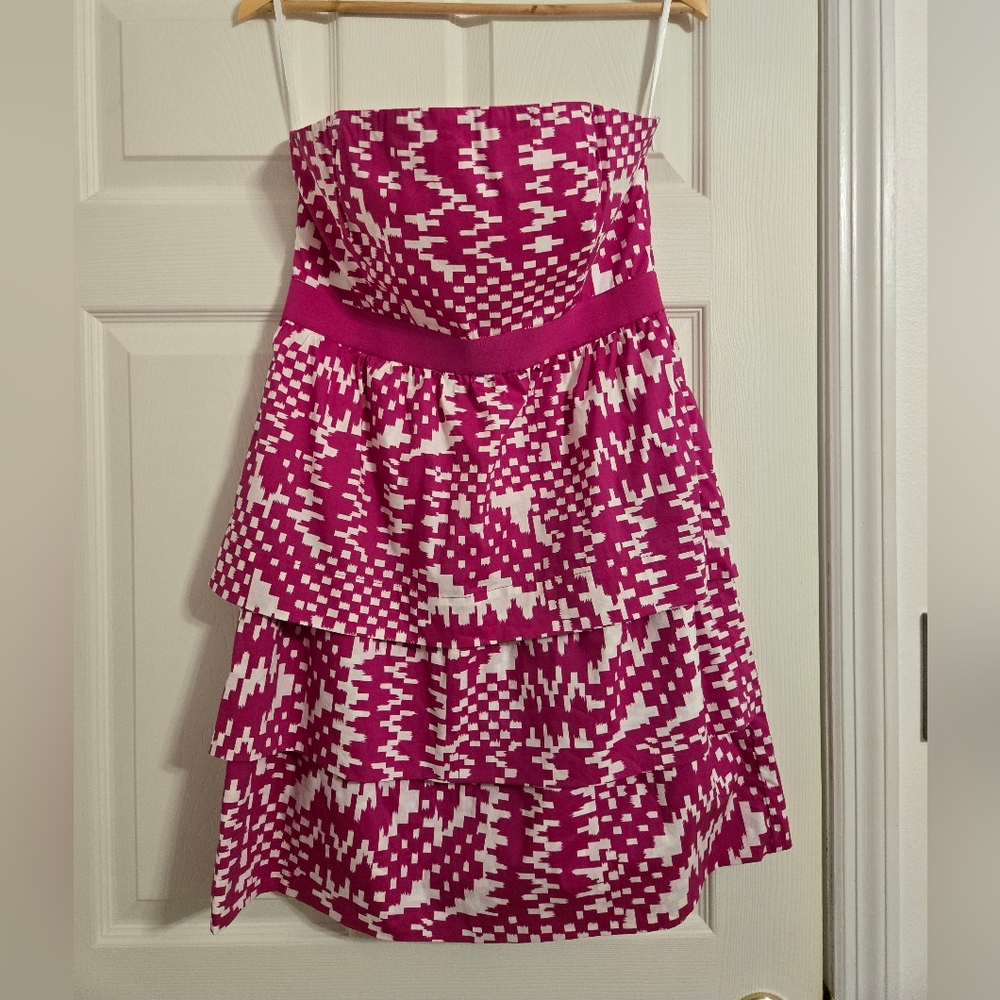 Banana Republic Pink and White Strapless Dress size 10